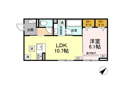 レユスィール(1LDK/2階)の間取り写真