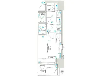 VERONA府中LUSSO(1K/4階)の間取り写真