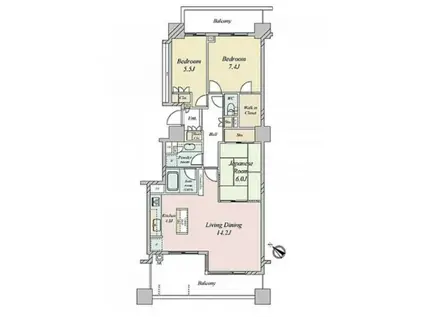 ガーデンプラザ新検見川21番館(3LDK/3階)の間取り写真