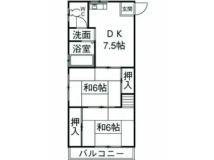 小碓ハイツ(2DK/2階)の間取り写真