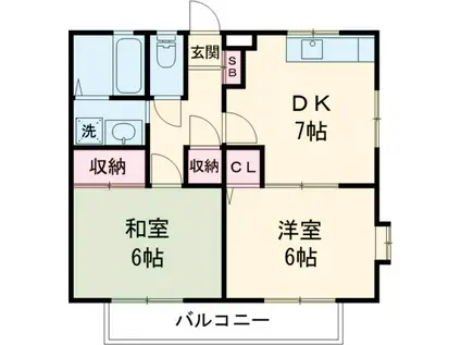 パークサイドアネックス(2DK/1階)の間取り写真