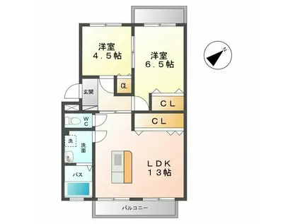 近鉄名古屋線 益生駅 徒歩20分 12階建 築45年(2LDK/3階)の間取り写真