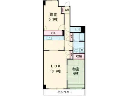 パスティーユ石川台(2LDK/2階)の間取り写真