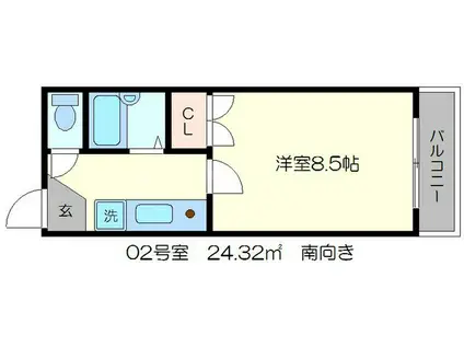 アベニュー高辻(1K/3階)の間取り写真