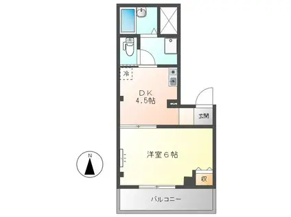 オレンジタウン(1DK/1階)の間取り写真