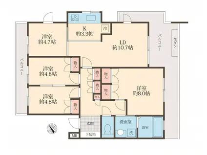 エルムコート(4LDK/3階)の間取り写真
