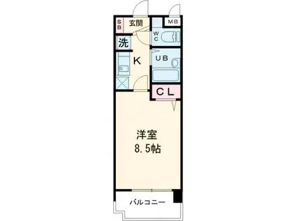 アクタス博多駅前Ⅱ(1K/9階)の間取り写真