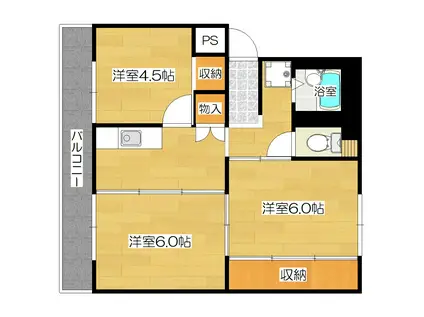 ヴィラナリー舞鶴(3K/4階)の間取り写真