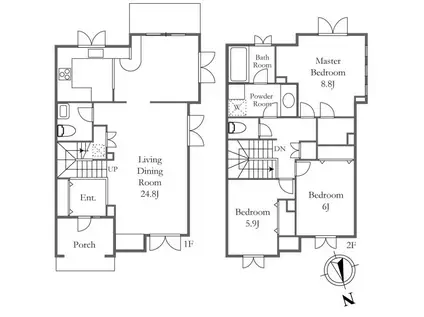 荻窪グリーンヴィレッジ D棟(3LDK/1階)の間取り写真