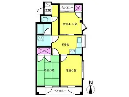 ヒルハイツ日野(3LDK/2階)の間取り写真