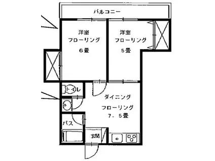 第2コーポ横田(2DK/2階)の間取り写真