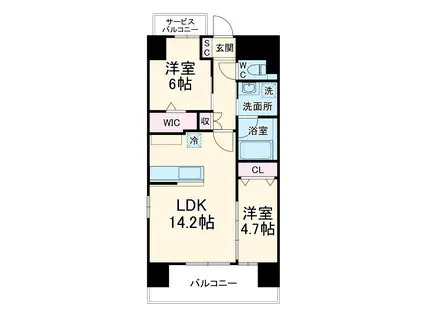 SKYGRACE名古屋駅(2LDK/3階)の間取り写真