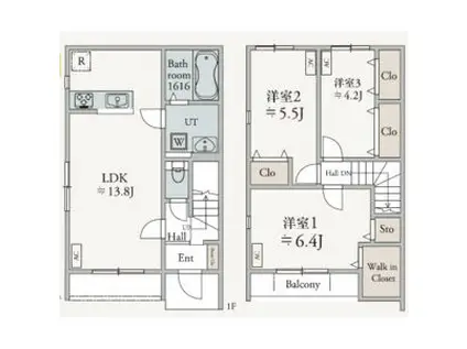 Grandir木更津Ⅱ棟(3LDK)の間取り写真