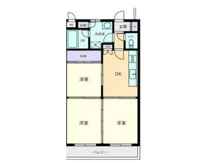 グローリーパレスA棟(3DK/3階)の間取り写真