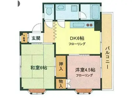 第2秀和(2DK/2階)の間取り写真