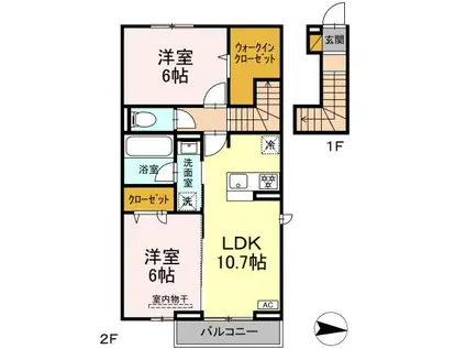 ラプエルタ(2LDK/2階)の間取り写真