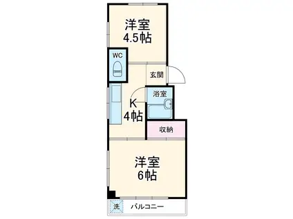 有賀マンション(2K/1階)の間取り写真