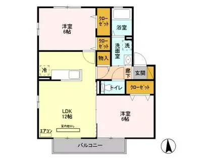 ヒラソル(2LDK/2階)の間取り写真