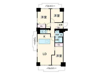 グランドメゾン城北 N棟(3LDK/13階)の間取り写真