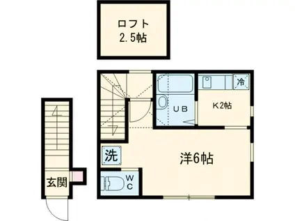 ウエストハイムⅡ(1K/2階)の間取り写真