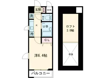 ドゥーエ練馬Ⅱ(1K/10階)の間取り写真