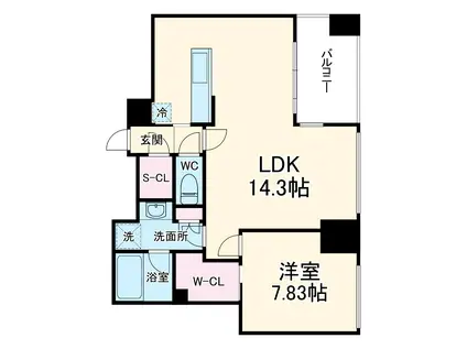 ONE SHINMACHI ワン シンマチ(1LDK/11階)の間取り写真