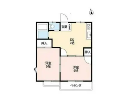 クレールハイム(2DK/1階)の間取り写真