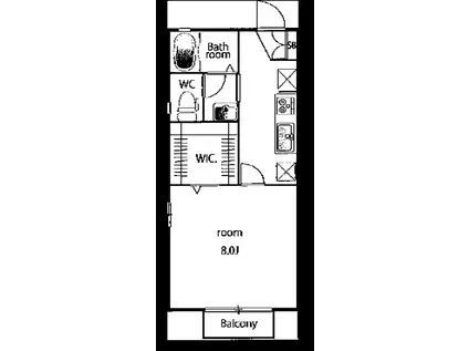 レインボーハイツ(1K/2階)の間取り写真