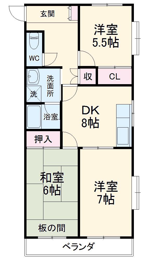 ヒルトーク(3LDK/1階)の間取り写真