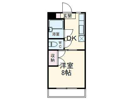 マンションみずほⅡ(1DK/2階)の間取り写真
