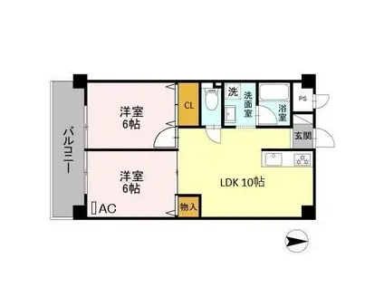 ファーロ(2LDK/3階)の間取り写真