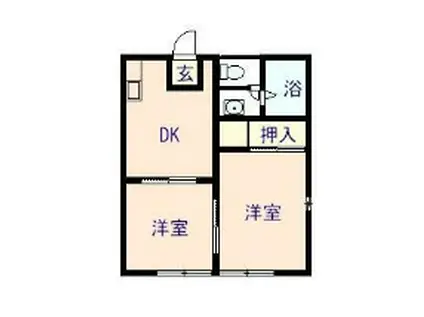 ファミール青山(2DK/1階)の間取り写真