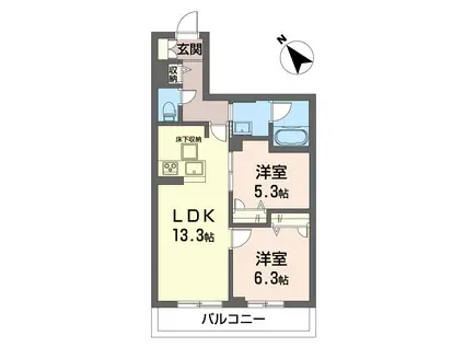 グレース セゾン(2LDK/2階)の間取り写真
