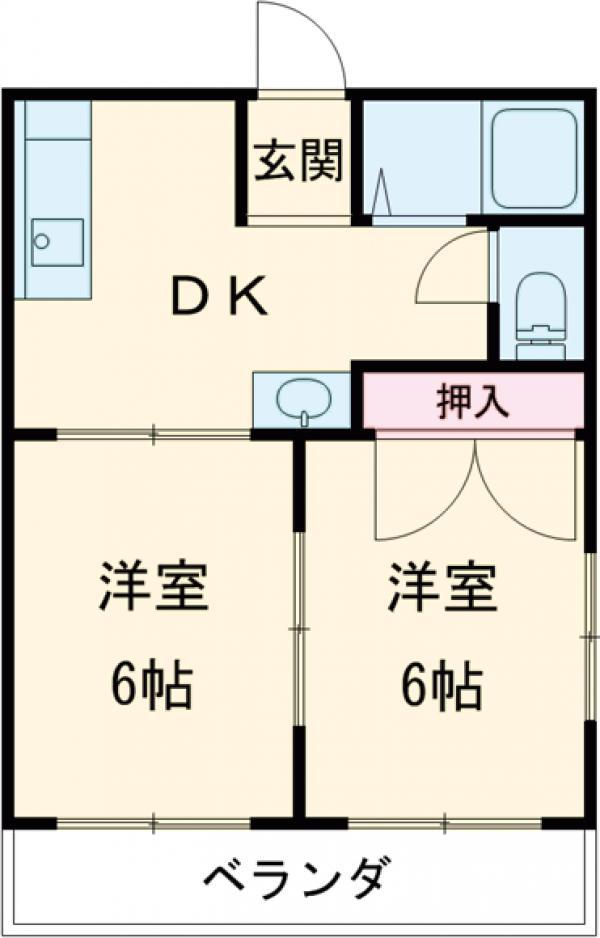 アルスしまだ(2DK/1階)の間取り写真
