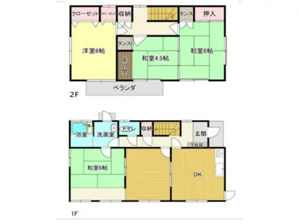 東北本線 白岡駅 徒歩38分 2階建 築51年(4DK)の間取り写真