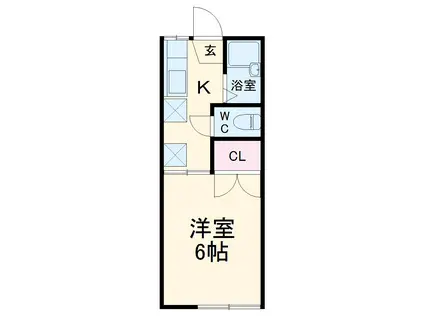 ウインズ稲毛(1K/2階)の間取り写真