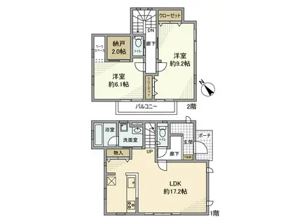 西武鉄道多摩川線 多磨駅 徒歩14分 2階建 築7年(2LDK)の間取り写真