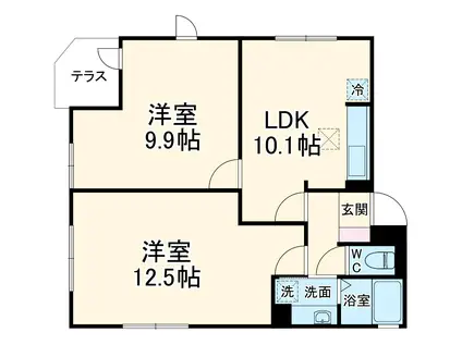 ソレイユコートⅠ(2LDK/1階)の間取り写真
