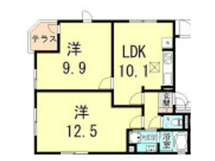 ソレイユコートⅠ(2LDK/2階)の間取り写真