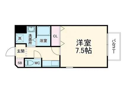 ディーアリビオ千林(1K/9階)の間取り写真