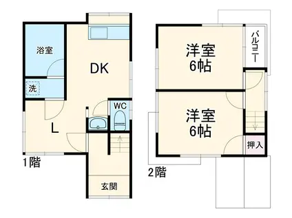 東葉高速鉄道 飯山満駅 徒歩14分 2階建 築49年(2LDK)の間取り写真