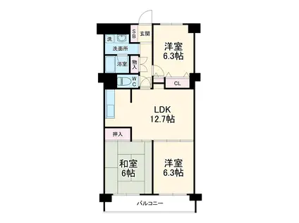 コープ野村浦和2号棟(3LDK/7階)の間取り写真
