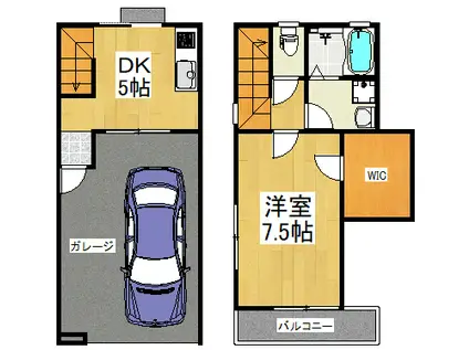 ガレージハウス(1DK)の間取り写真