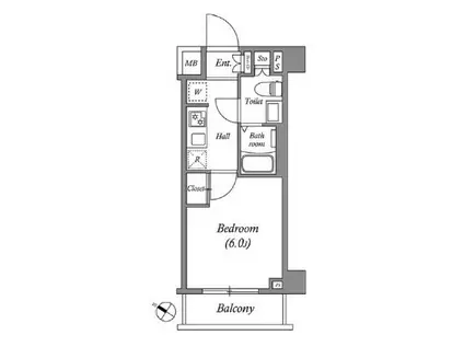 GENOVIA南行徳SKYGARDEN(1K/2階)の間取り写真