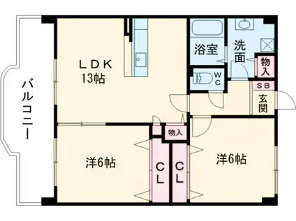 カーサ博多の森Ⅱ(2LDK/4階)の間取り写真