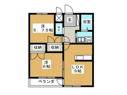ウェルビーイングⅡ(2LDK/3階)の間取り写真