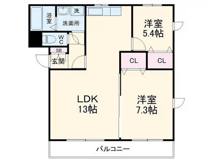 グランド・カオルⅠ(2LDK/1階)の間取り写真