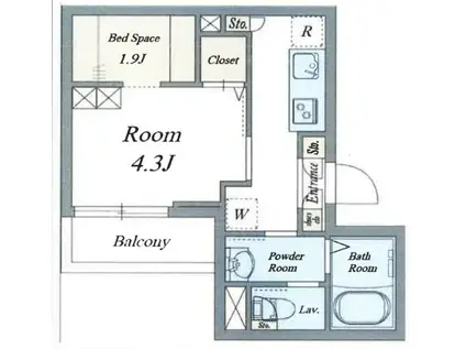 ICONIC SOKA(1SK/2階)の間取り写真