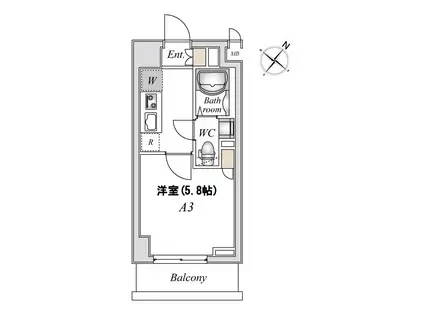 NーSTAGE稲城(1K/3階)の間取り写真