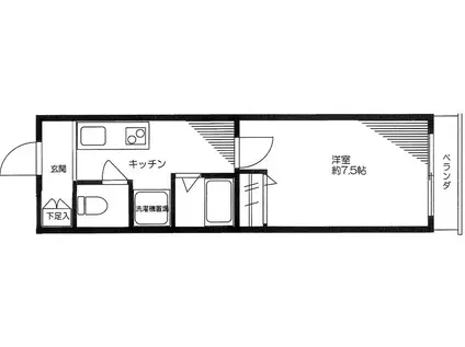 ロアール池尻(1K/2階)の間取り写真